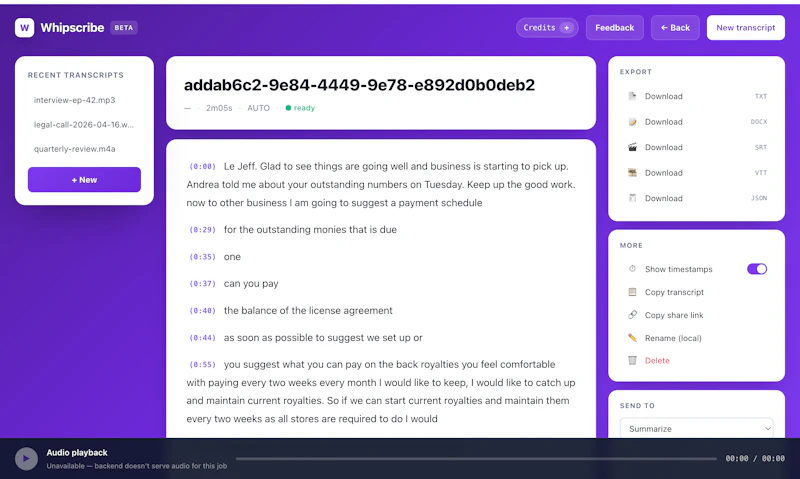 Whipscribe screenshot 2
