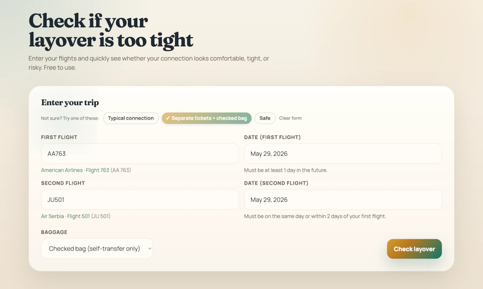 CheckMyLayover screenshot 2
