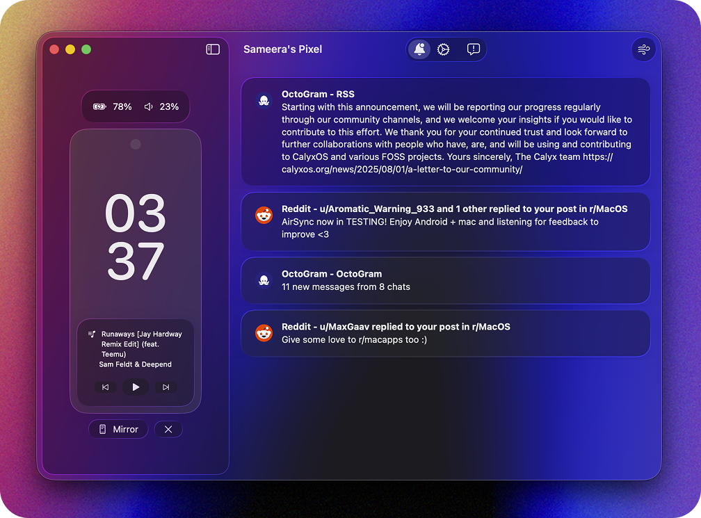 Airsync - अपने Android और Mac के लिए निषिद्ध निरंतरता मीडिया 2