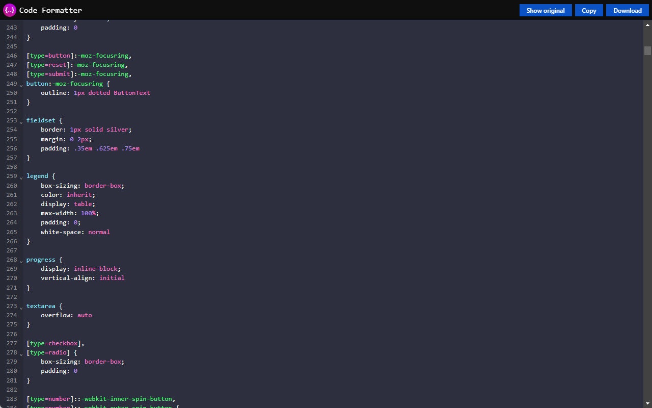コードフォーマッタ-JSON、CSS＆JavaScript media 2