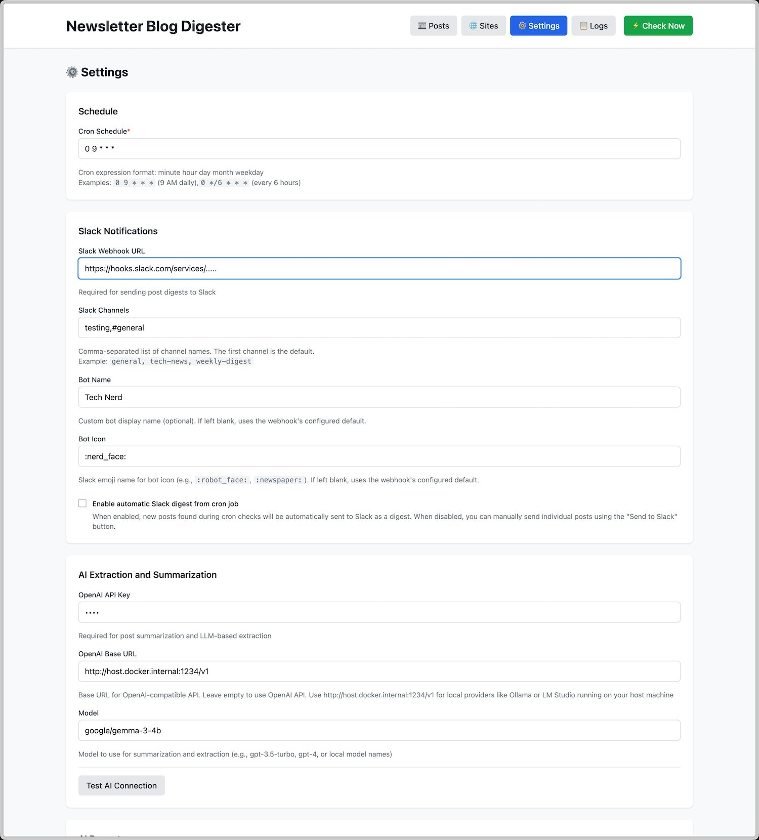 Open source newsletter digester - Screenshot 3 preview