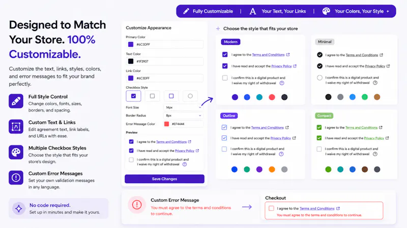 MI: Terms & Conditions app for Shopify screenshot 1