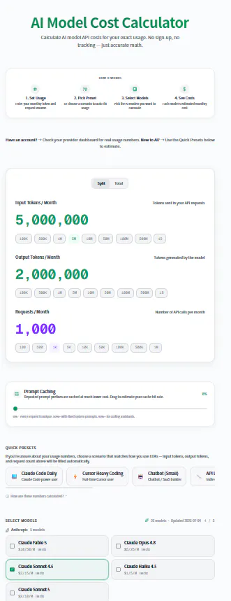 AI Model Cost Calculator 截图 2