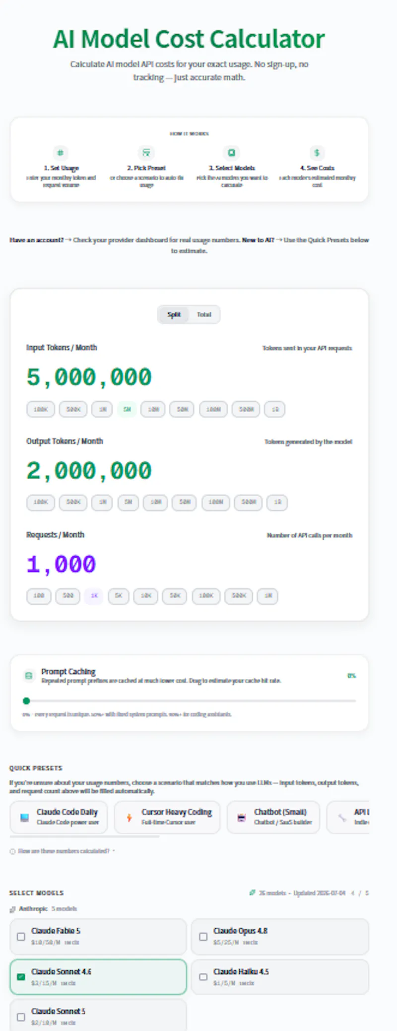 AI Model Cost Calculator screenshot 2