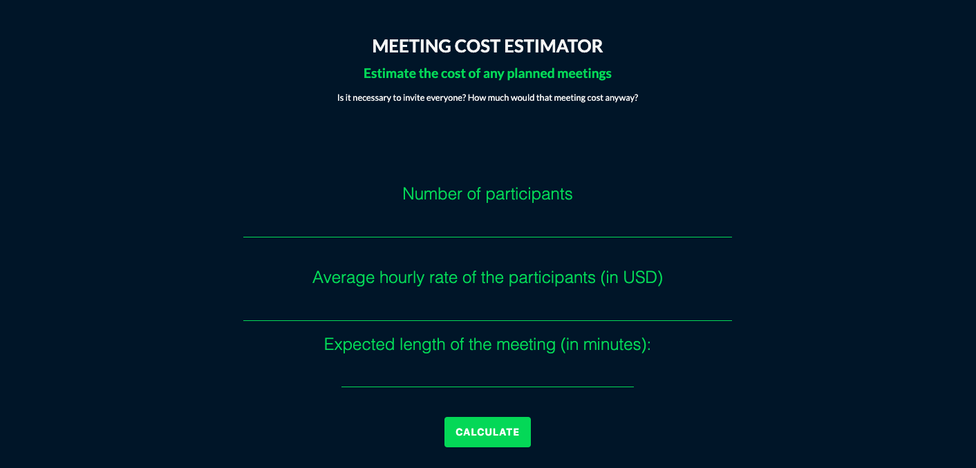 Meeting Cost Calculator gallery image