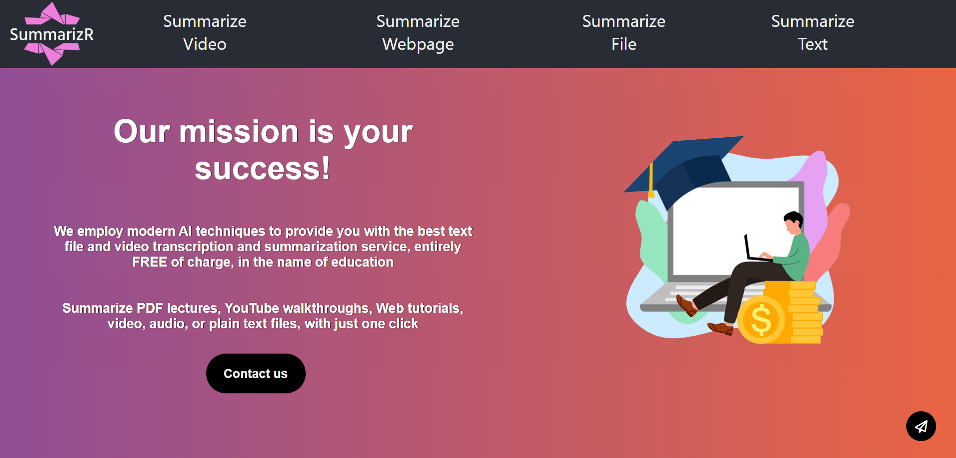 Média Summerizr - Site Web, vidéo, audio, PDF et résumé de texte 1