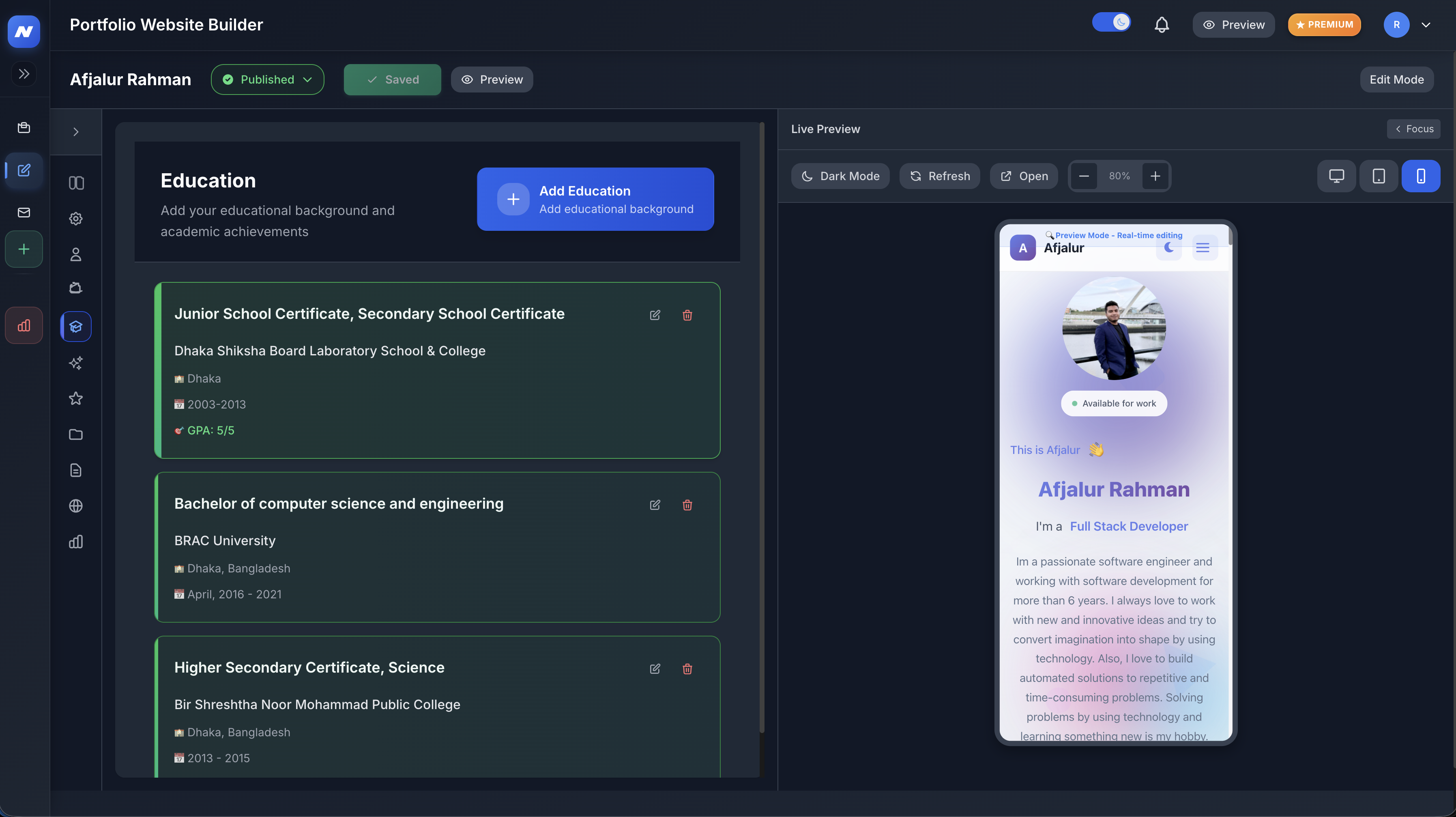 NextGenCV - AI Portfolio Website Builder gallery image