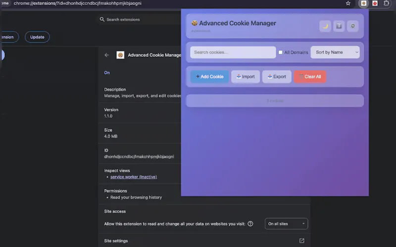 Advanced Cookie Manager screenshot 3
