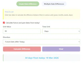 Difference Between Two Dates Calculator gallery image