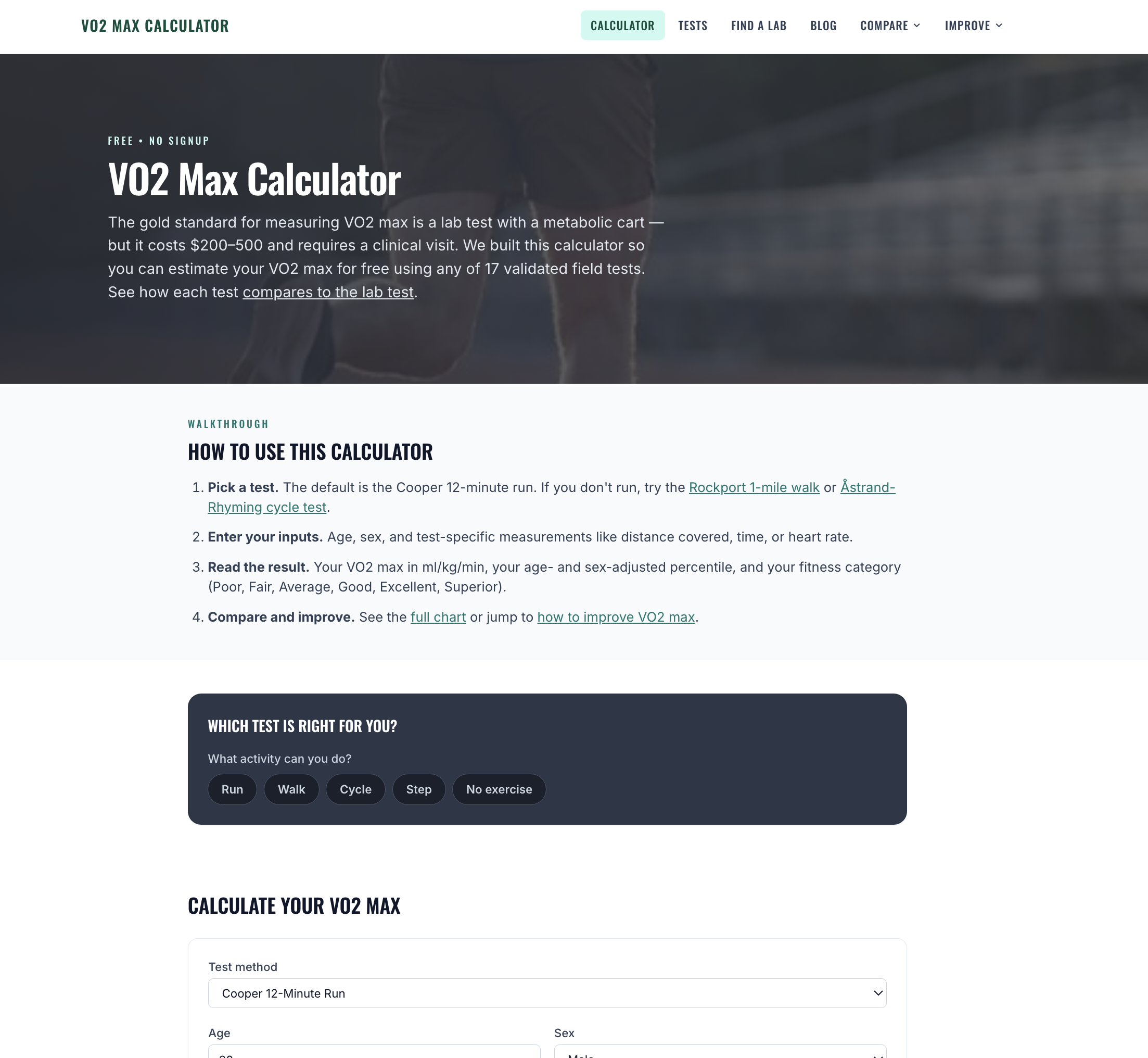VO2 Max Calculator gallery image