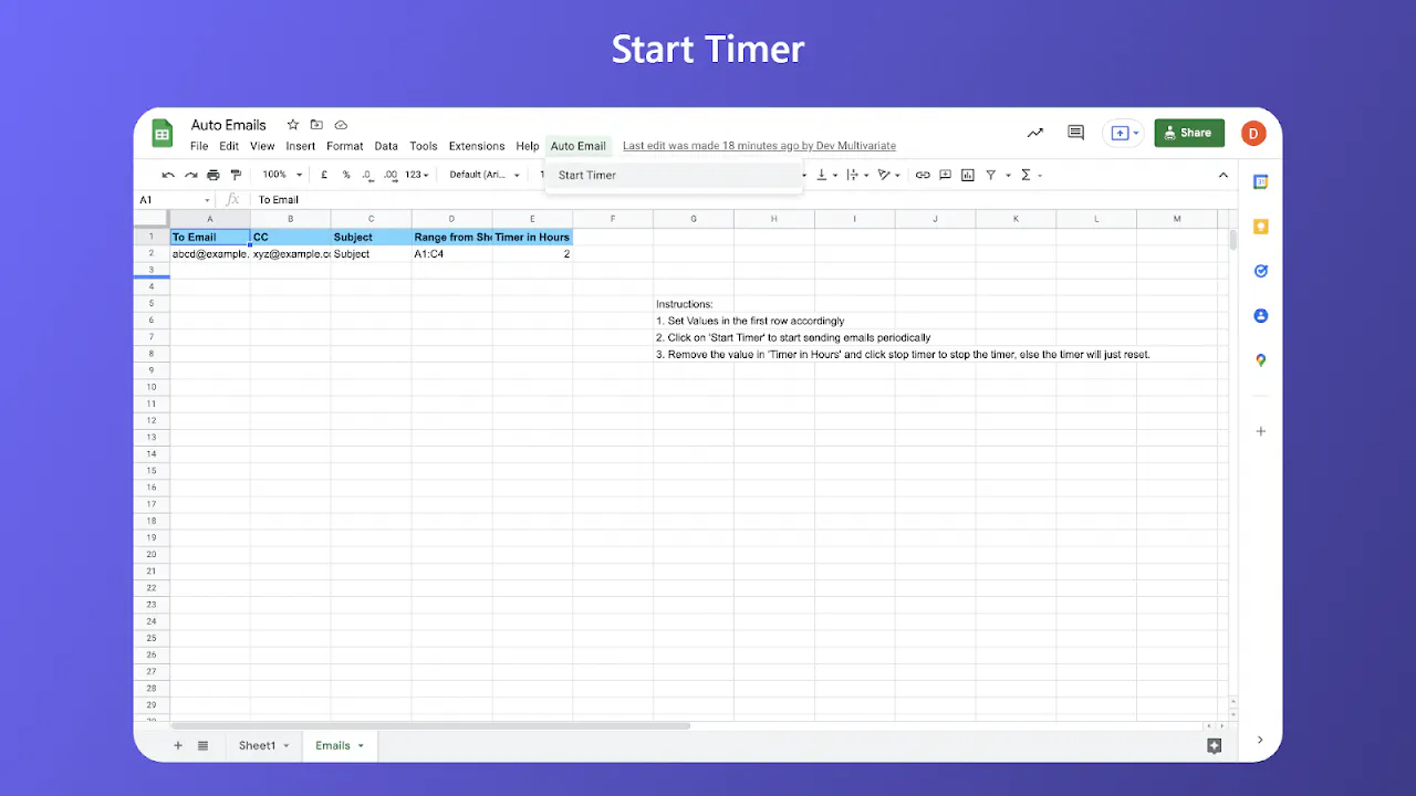 Send Reports Via Sheets - (Sheet Add On)