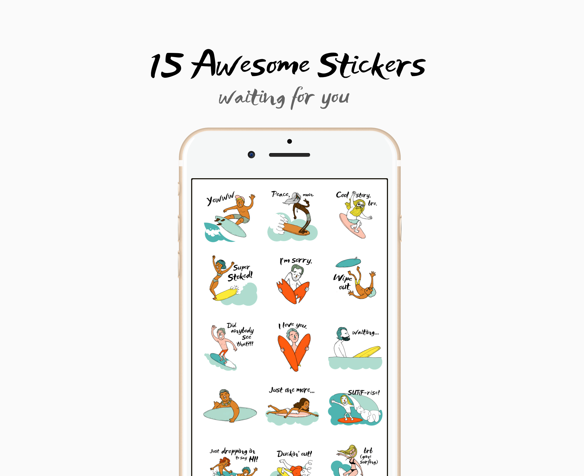Just Surfing Stickers for iPhone gallery image