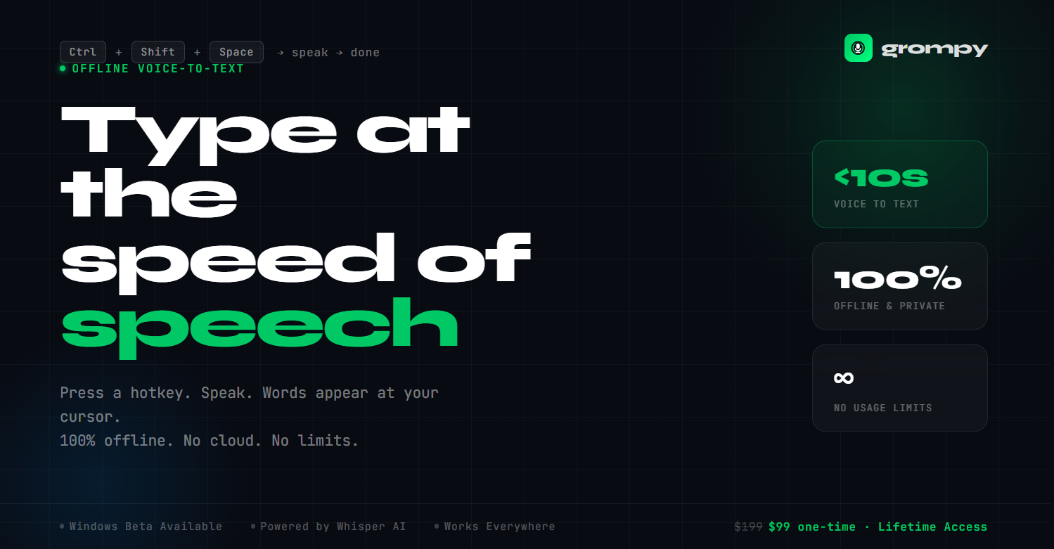 Grompy - Main product screenshot demonstrating key features and user interface