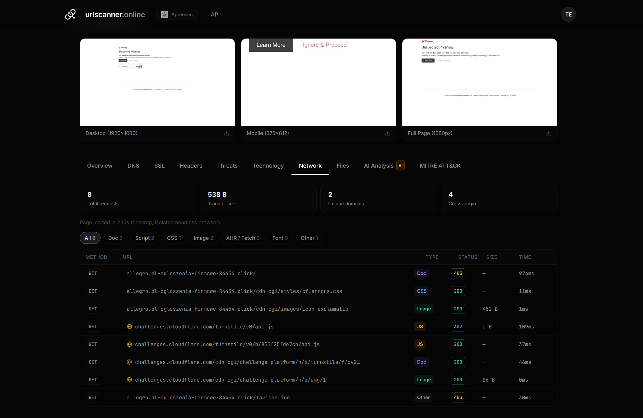 URL Scanner Online (Aprensec) gallery image