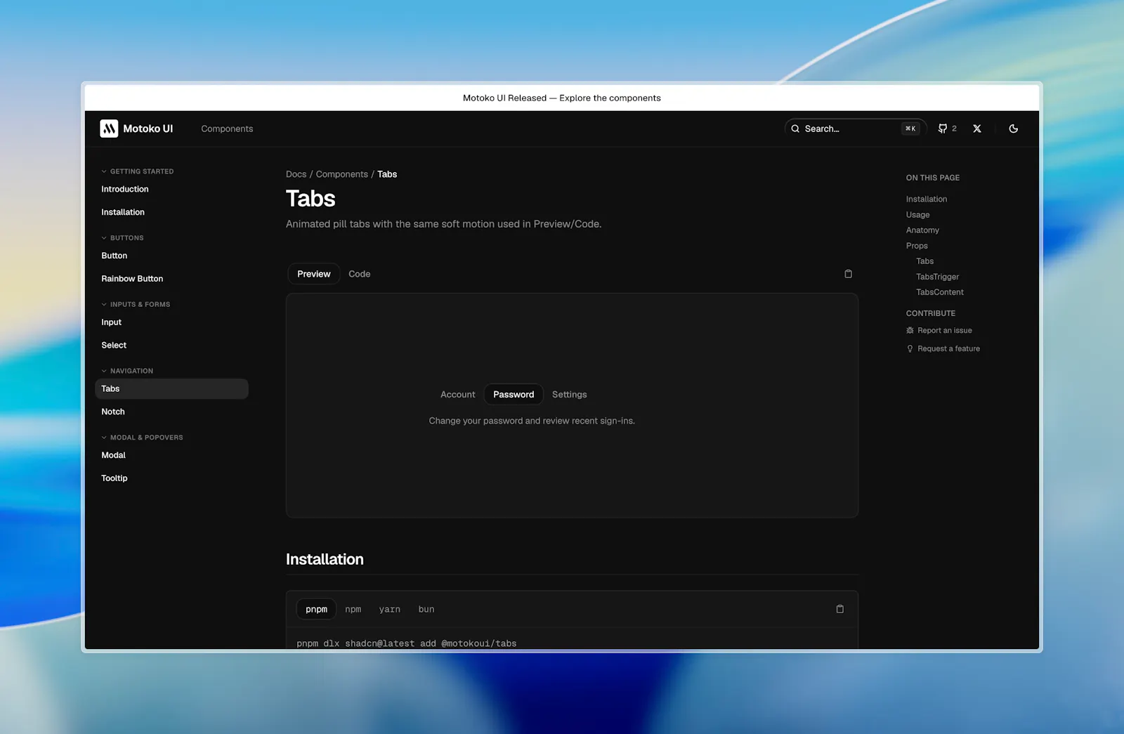 Motoko UI screenshot 3