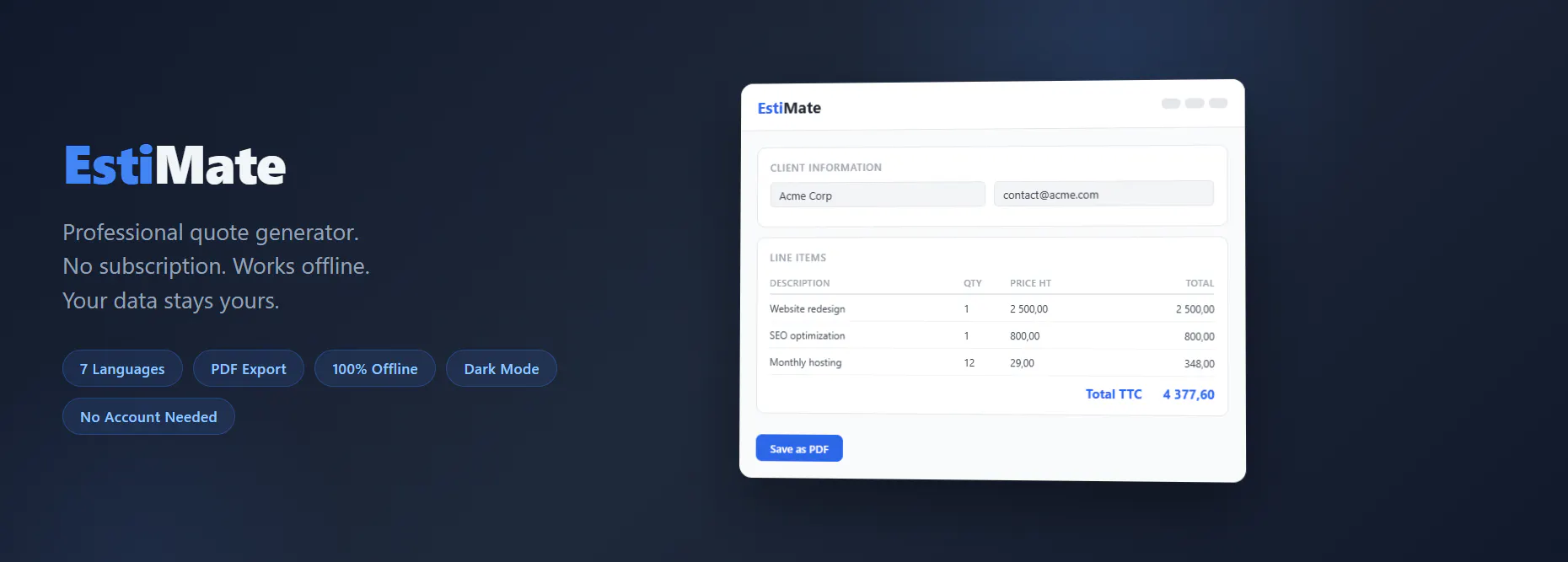 EstiMate product banner
