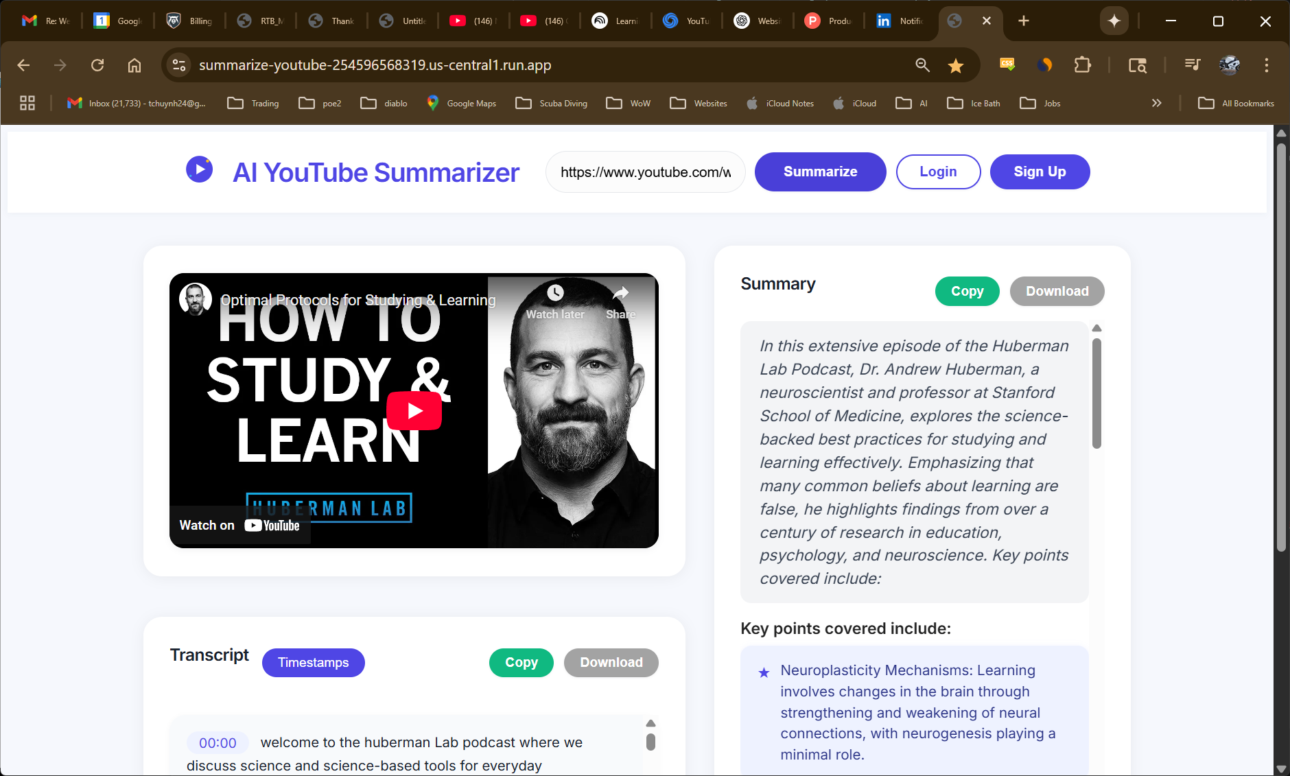 AI YouTube Summarizer - Krijg onmiddellijk transcripties en AI -samenvattingen media 2