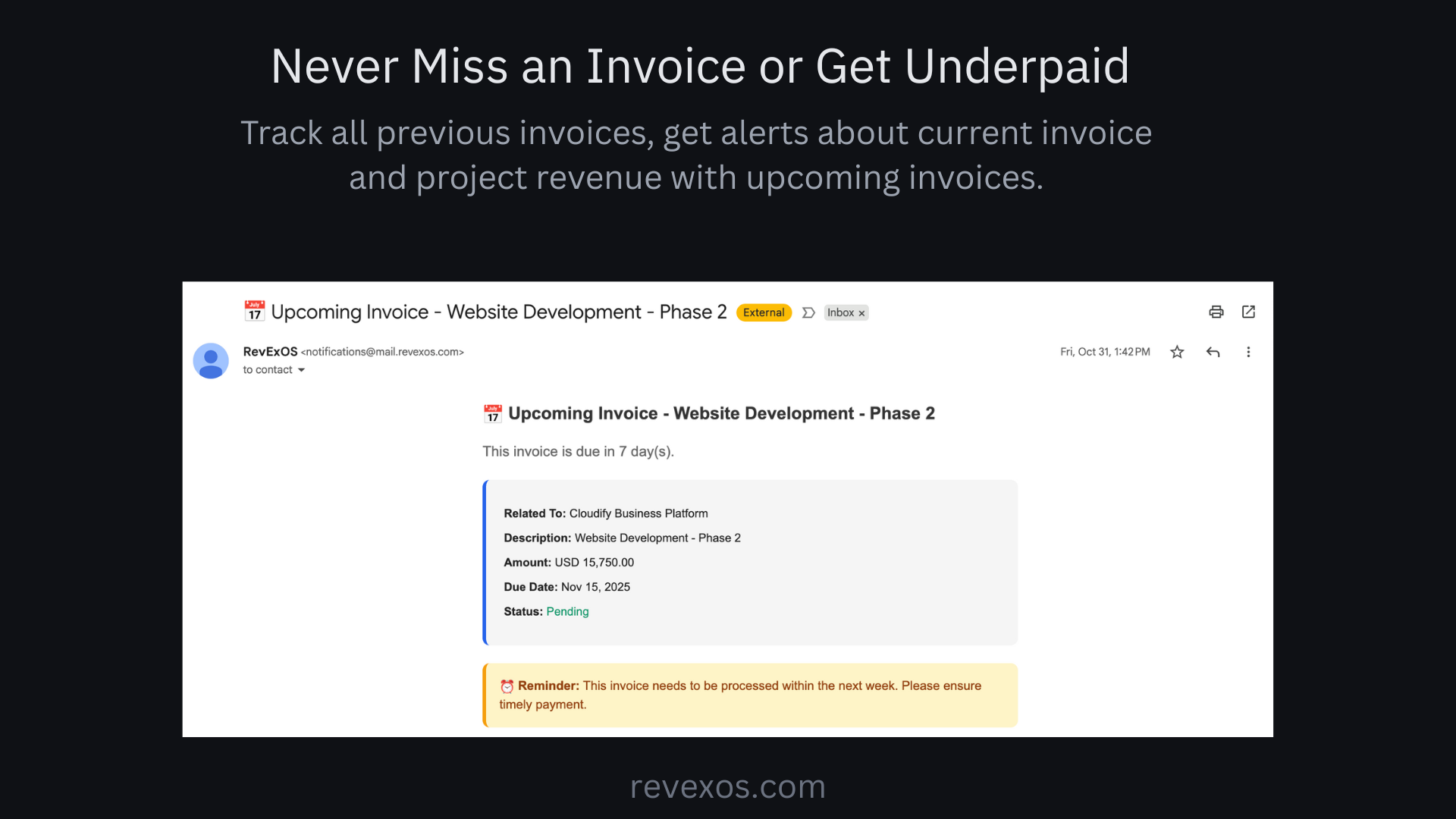 RevExOS - Main product screenshot demonstrating key features and user interface