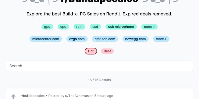 Reddit Build-a-PC Sales Explorer media 1
