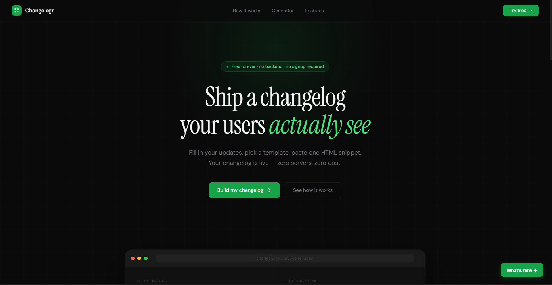 Changelogr: Free Changelog Widget 