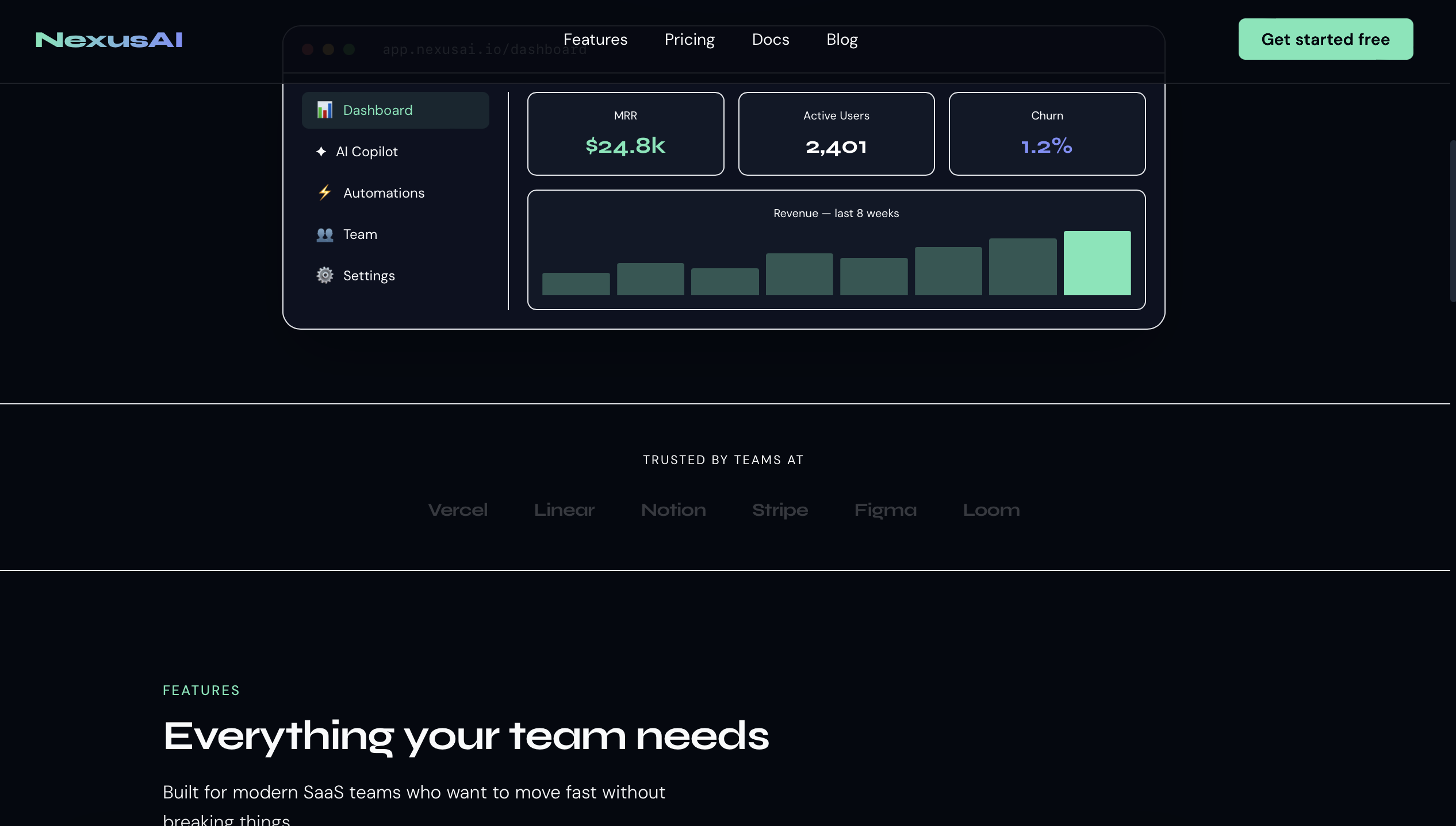 NexusAI SaaS Landing Page Template gallery image