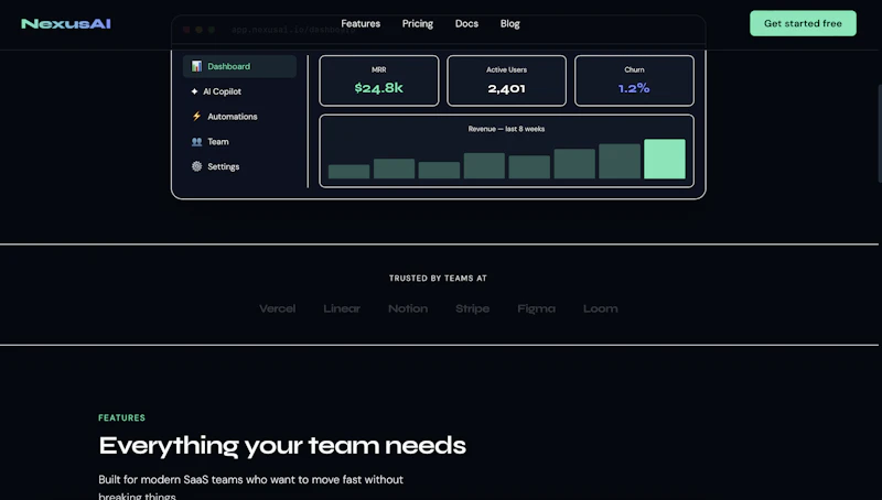 NexusAI SaaS Landing Page Template screenshot 3