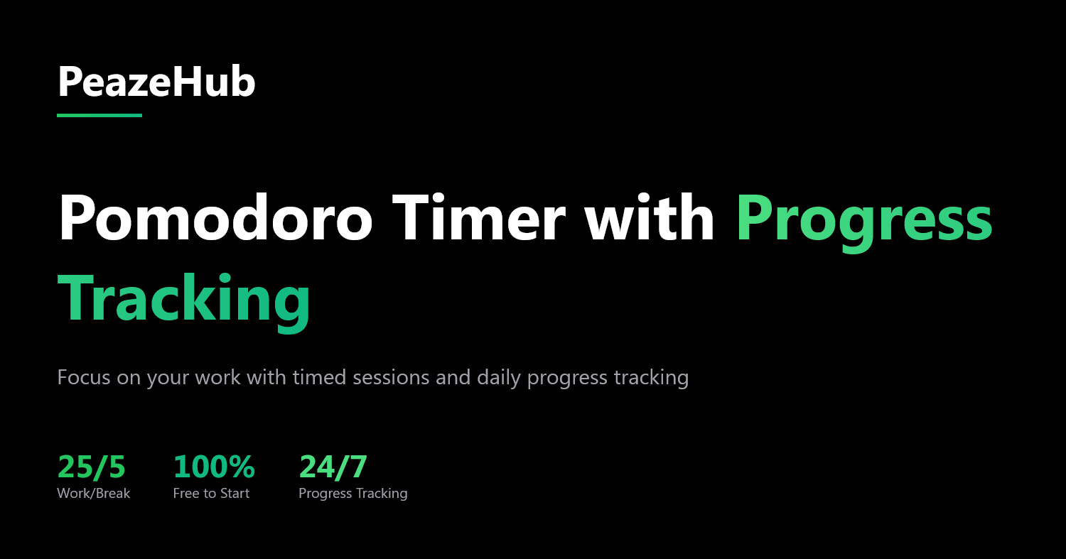 Peazehub - İlerleme izleme ile Pomodoro zamanlayıcı medya 1