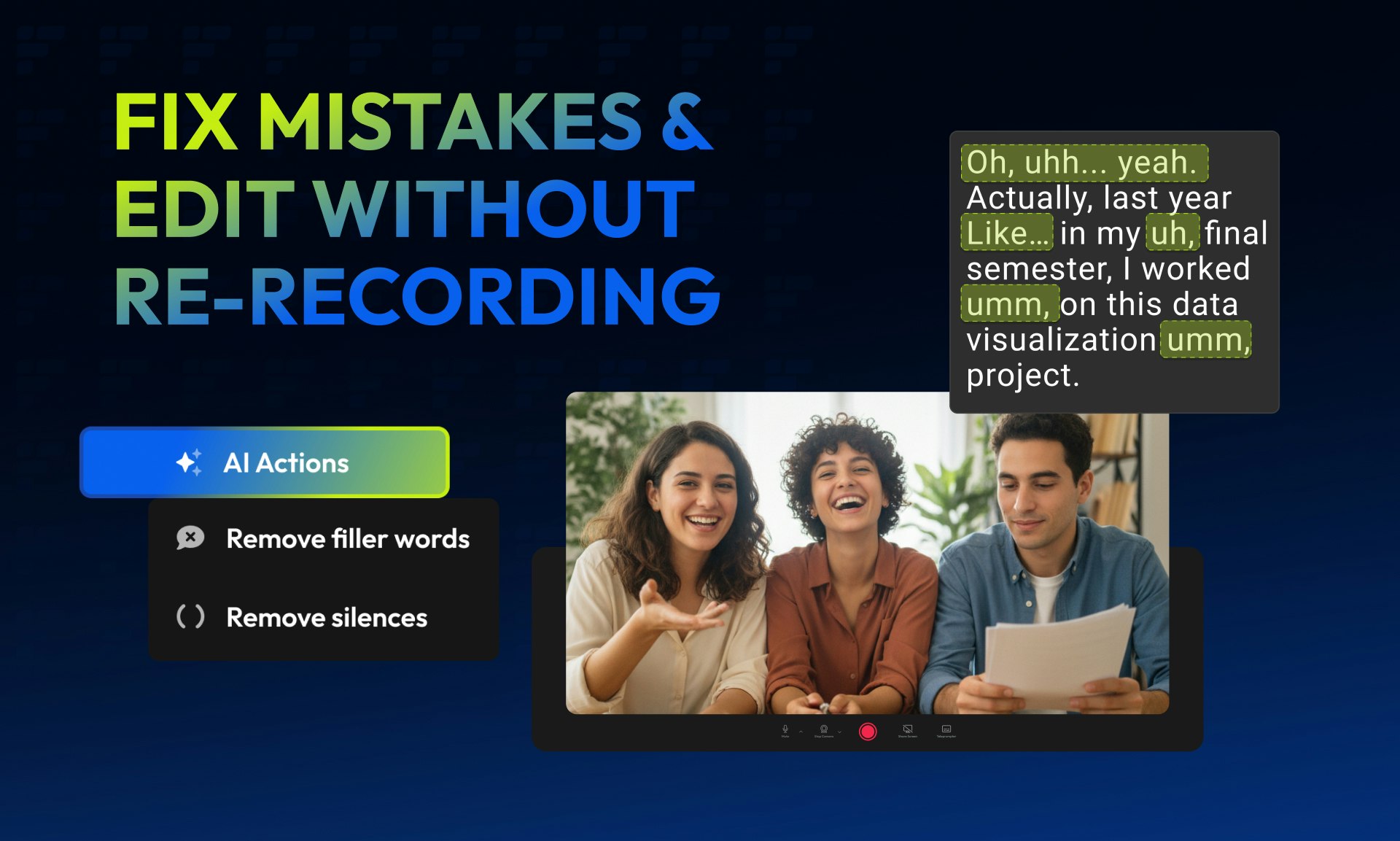 Flixier AI Screen & Webcam Recorder - Screenshot 2 showing product features and functionality