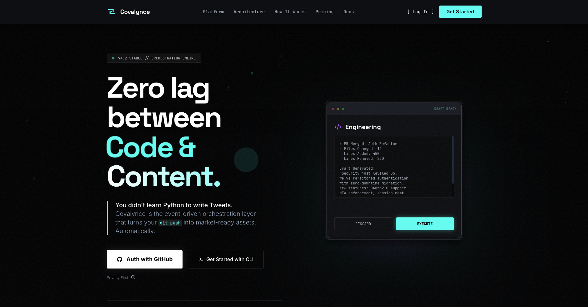 Covalynce - Main product screenshot demonstrating key features and user interface