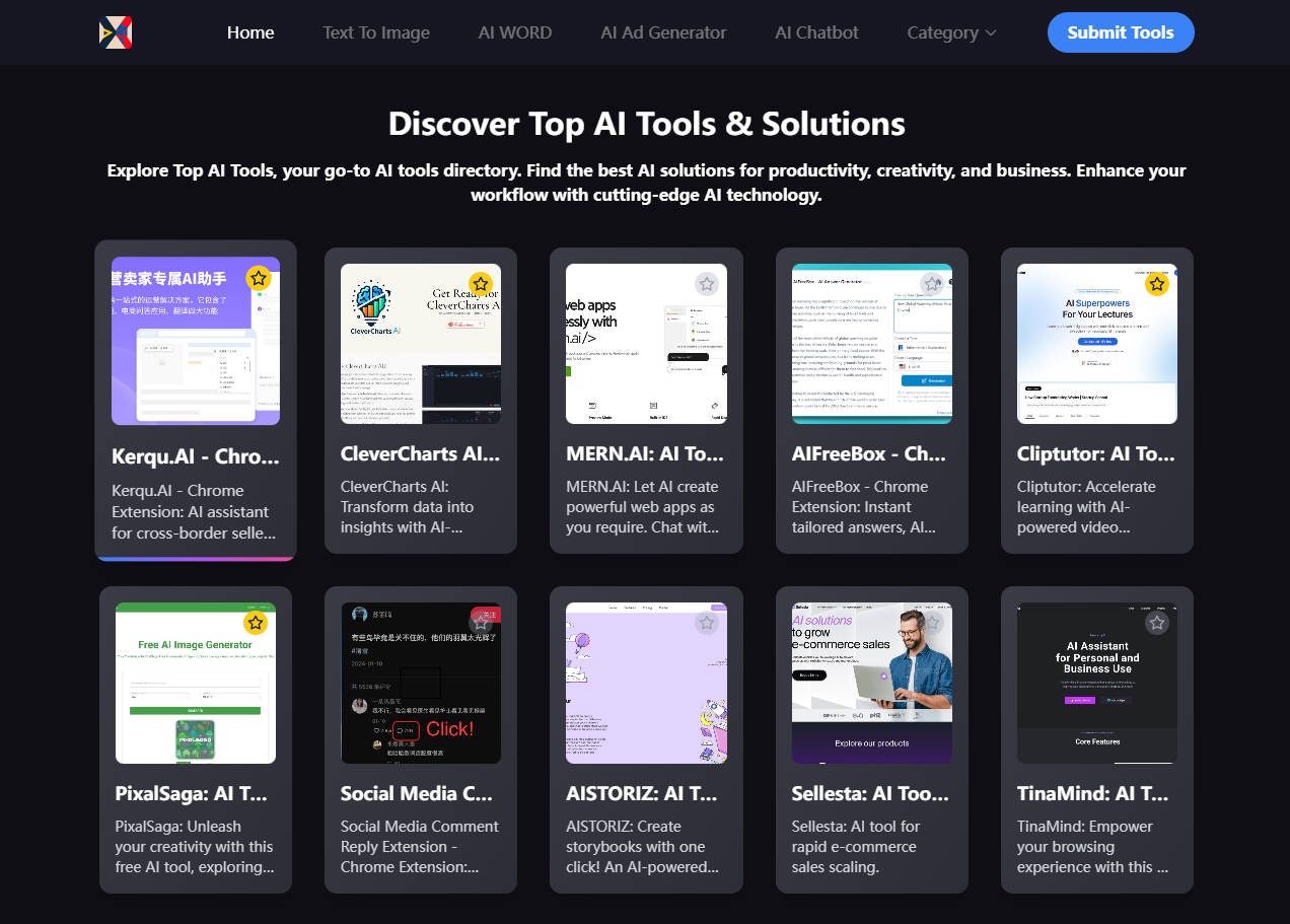 Top Tools AI - Su directorio de herramientas de IA - Encuentre las mejores soluciones de IA para la productividad, la creatividad. media 1