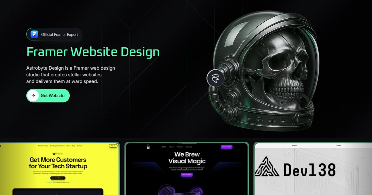 Média Design astrobyte - Conception Web de Framer Livrée à la vitesse de la chaîne 1