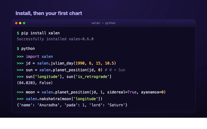 Xalen Ephemeris screenshot 2