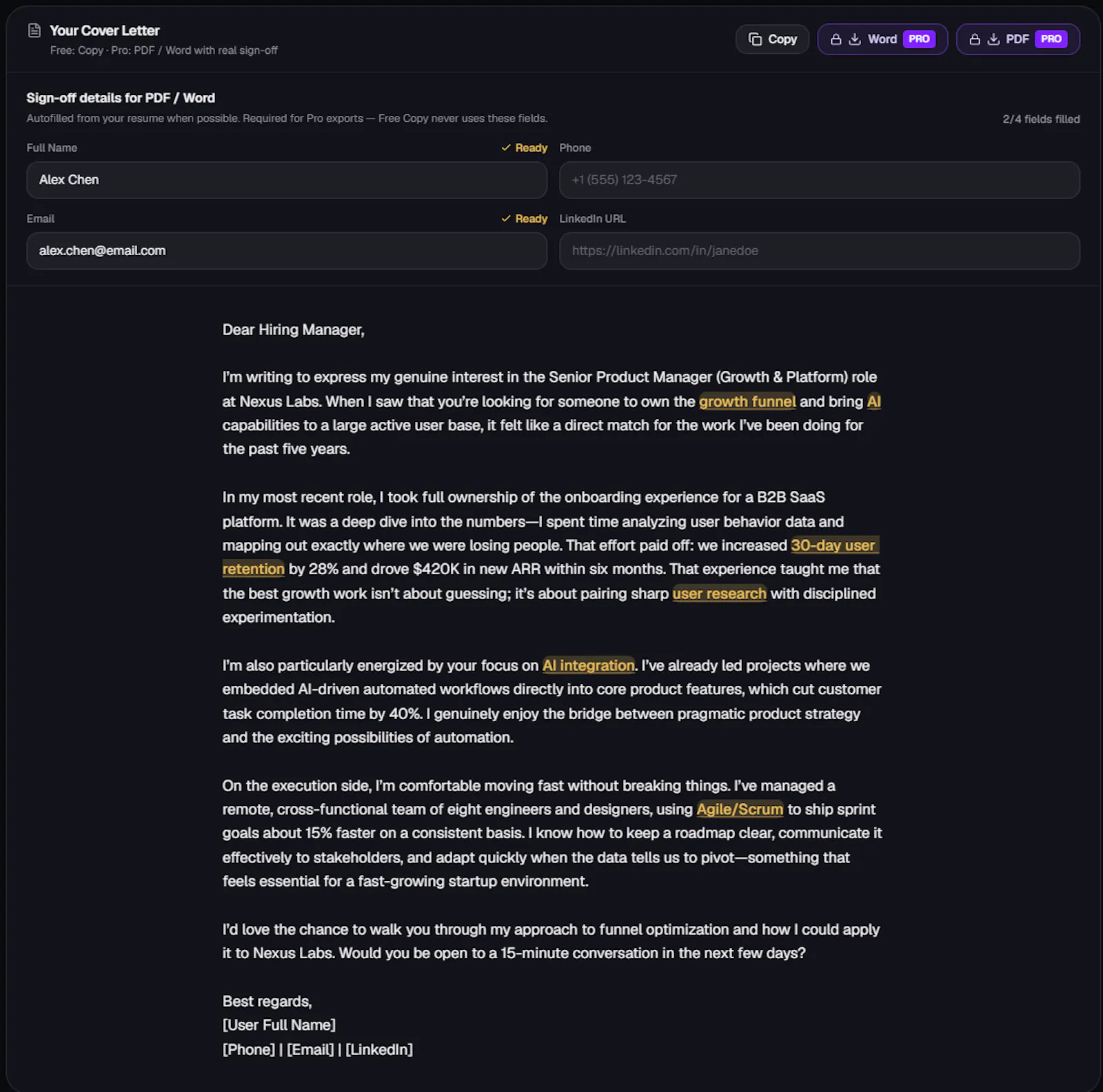 EZCoverLetter screenshot 3