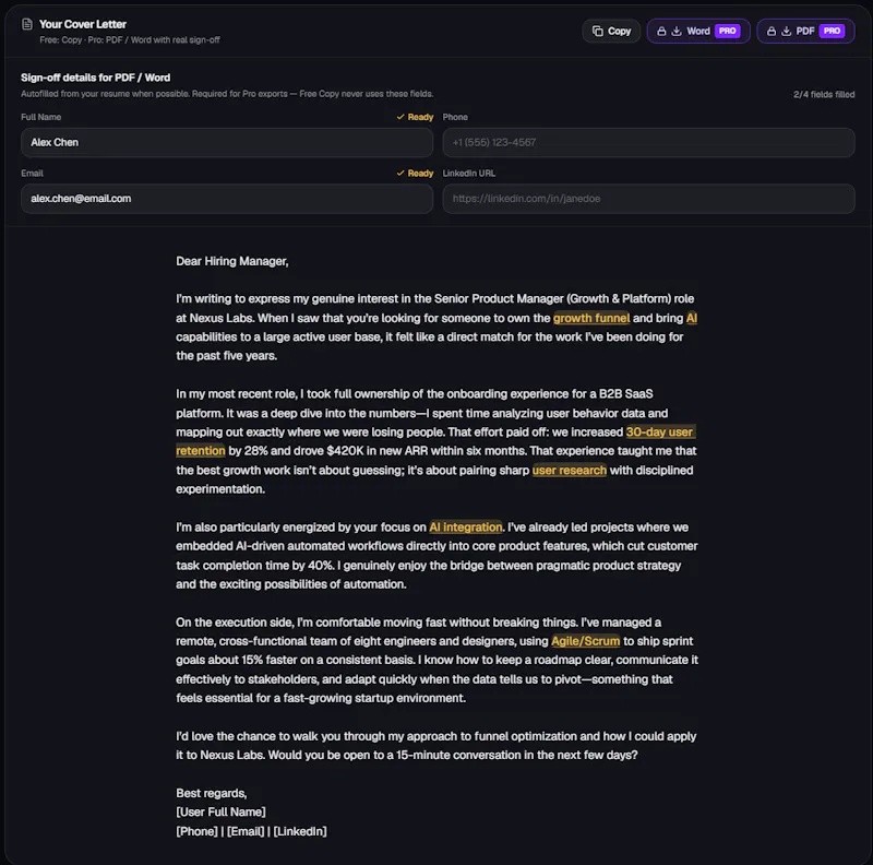 EZCoverLetter screenshot 3