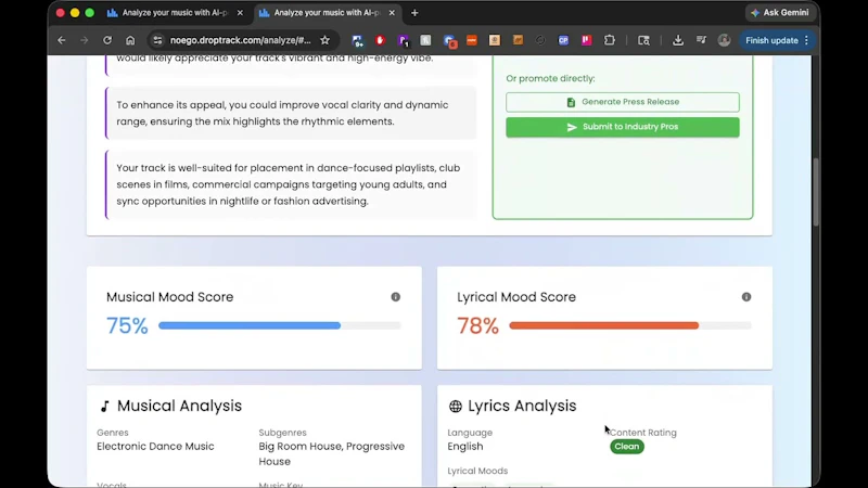DropTrack Music Analyzer screenshot 1 (video preview)