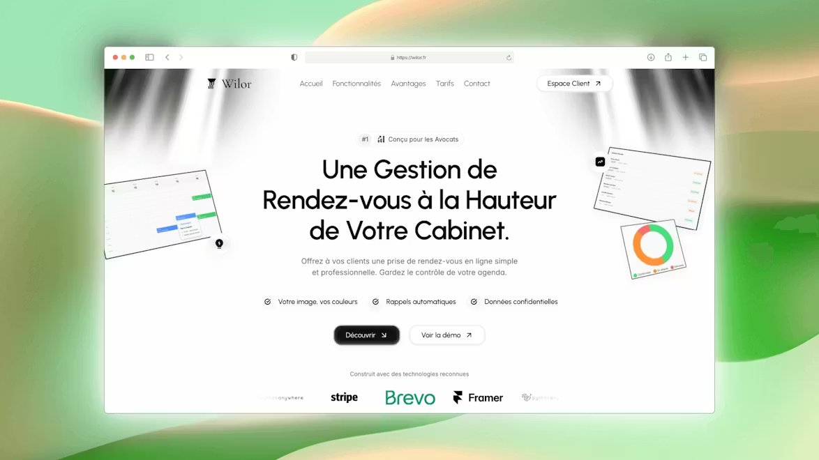 WILOR — Scheduling made for lawyers - Screenshot 3 showing product features and functionality