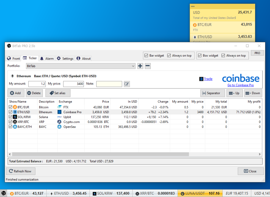 BitTab - Coins and NFTs on your desktop gallery image