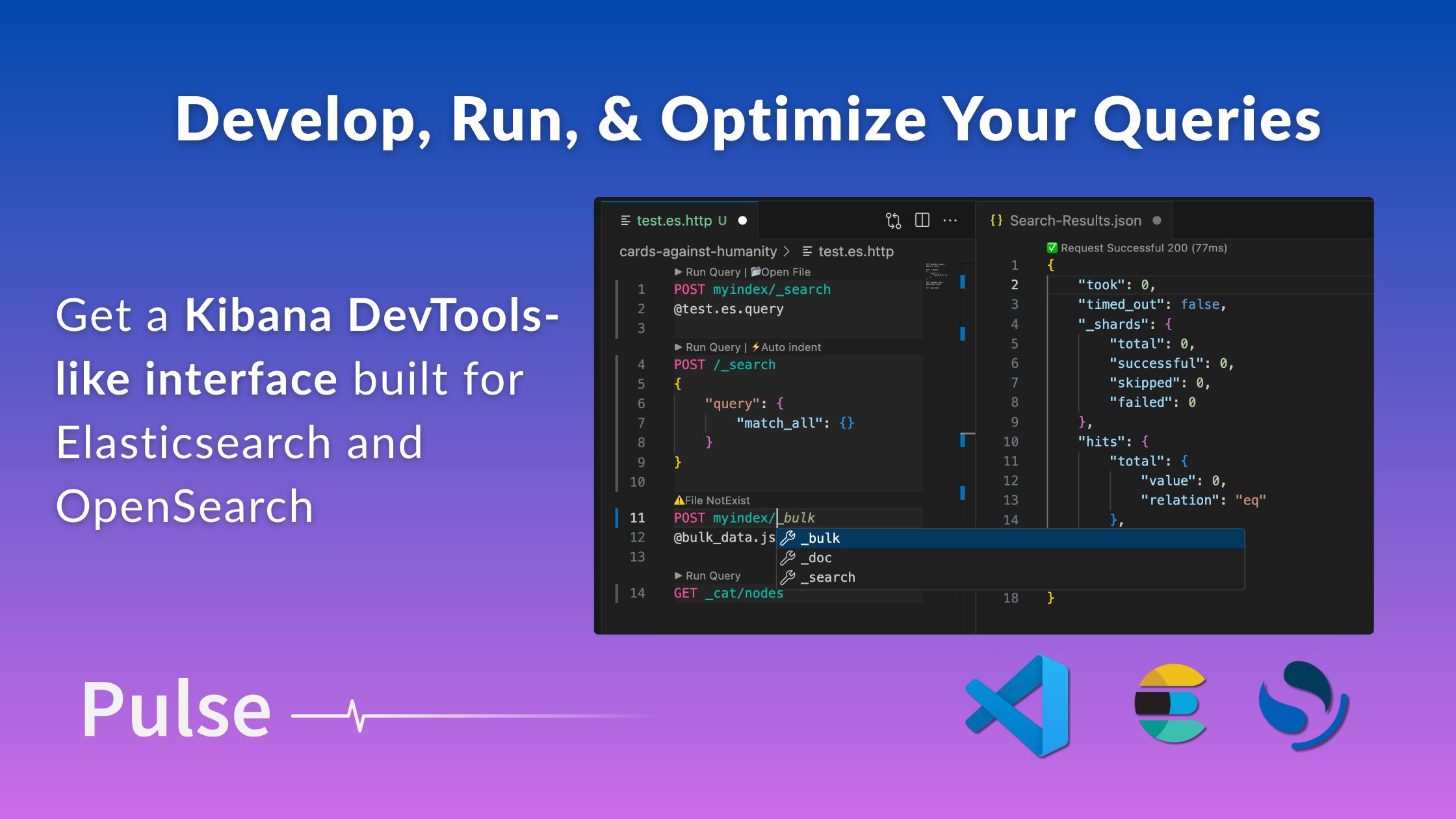 Elasticsearch DevTools per il codice vs - IDE Devtools per Elasticsearch e OpenSearch, di Pulse media 3