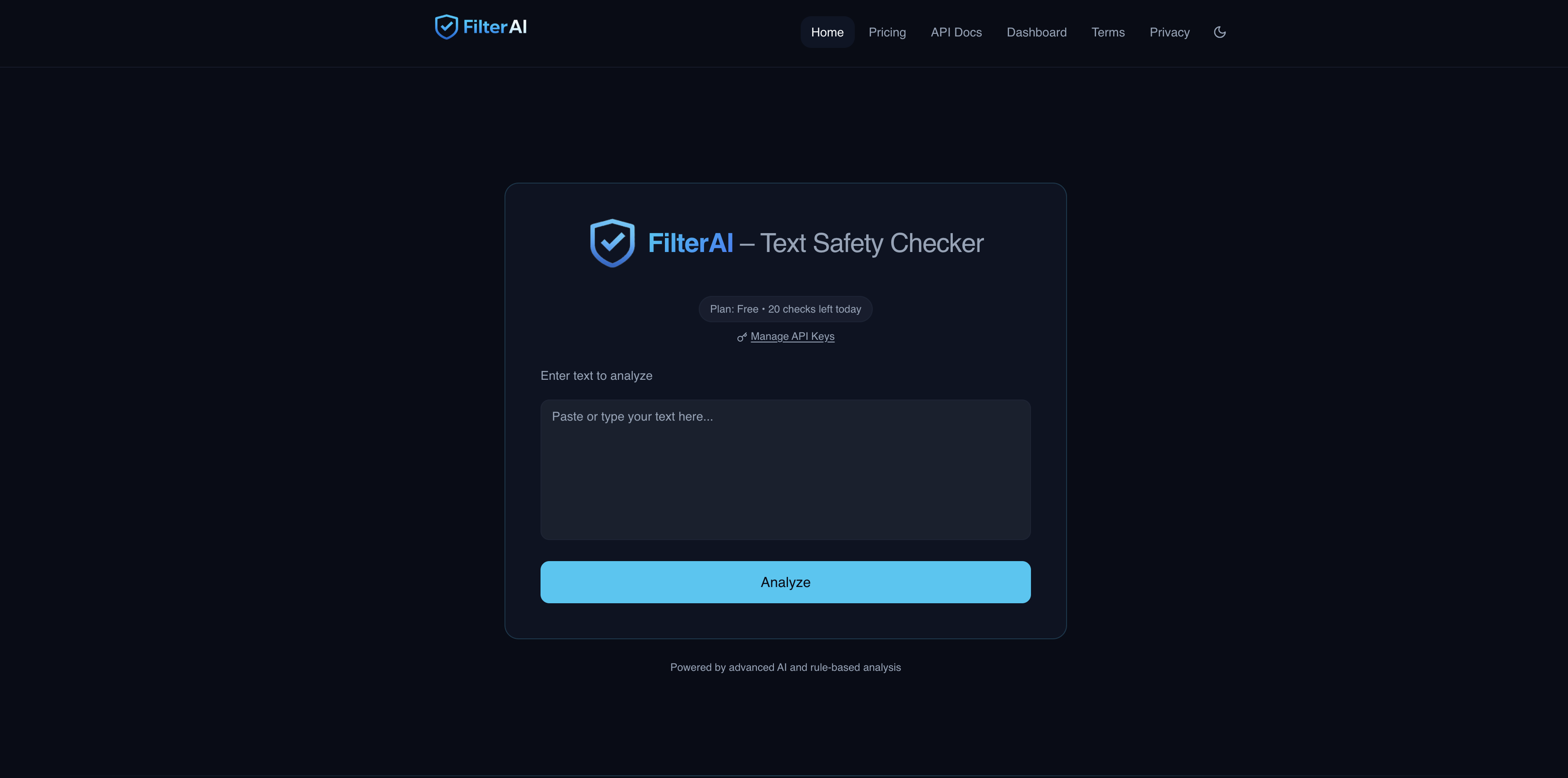 FilterAI - Main product screenshot demonstrating key features and user interface