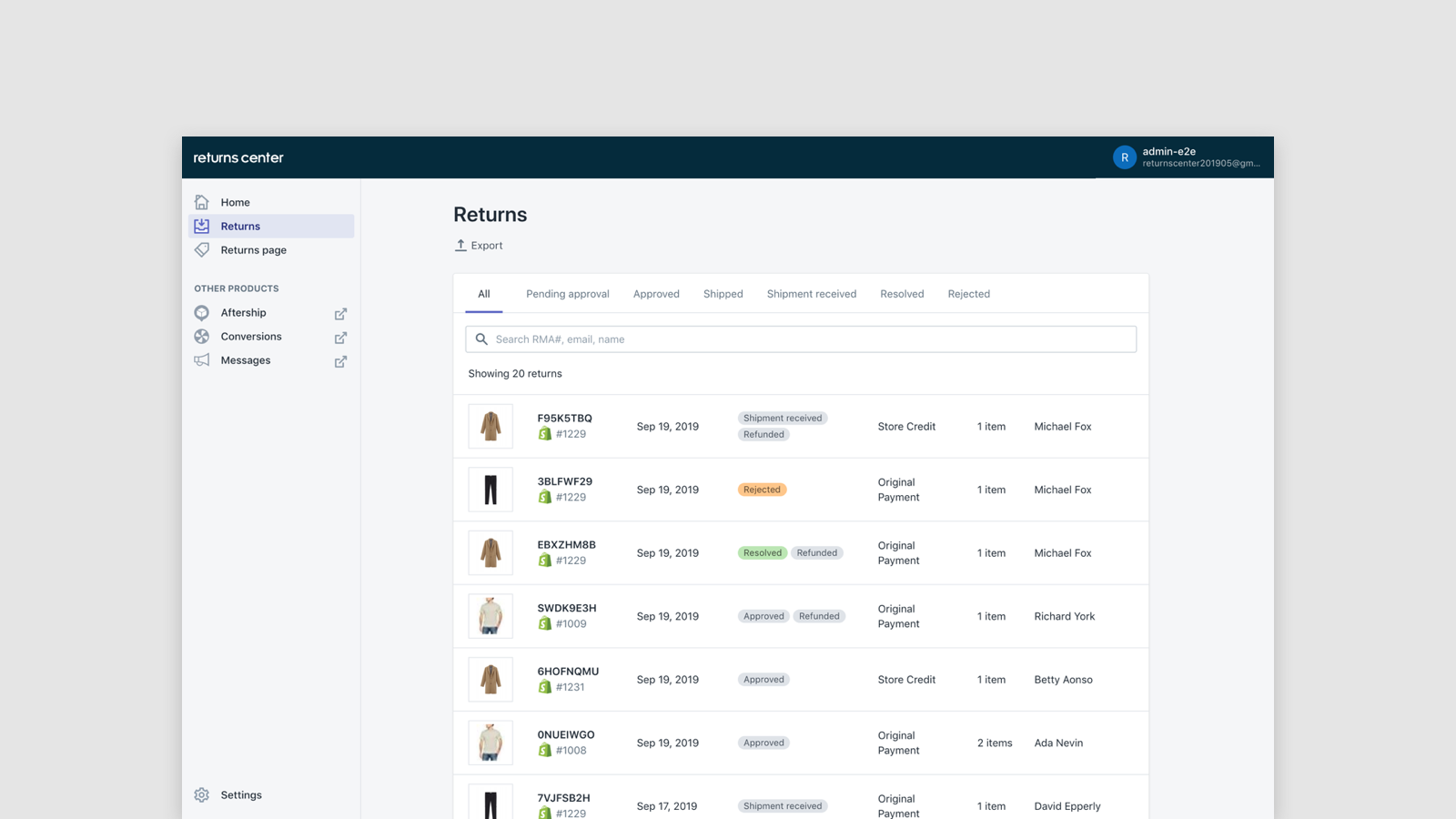 AfterShip Returns Center gallery image