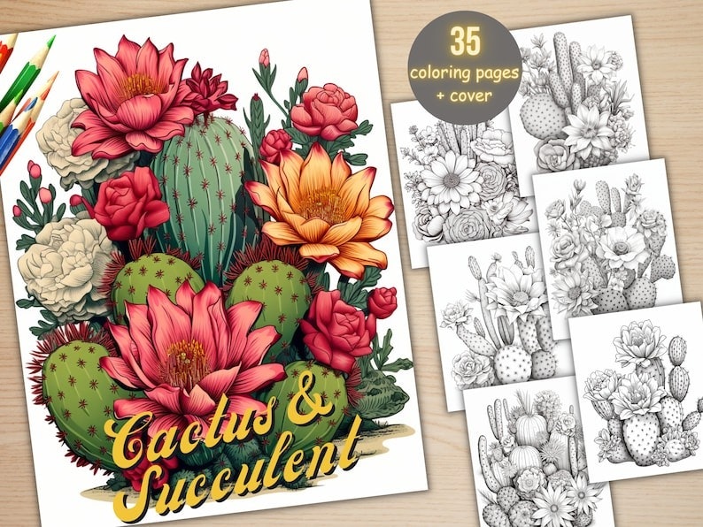 35 livres de coloriage roses et cactus media 1
