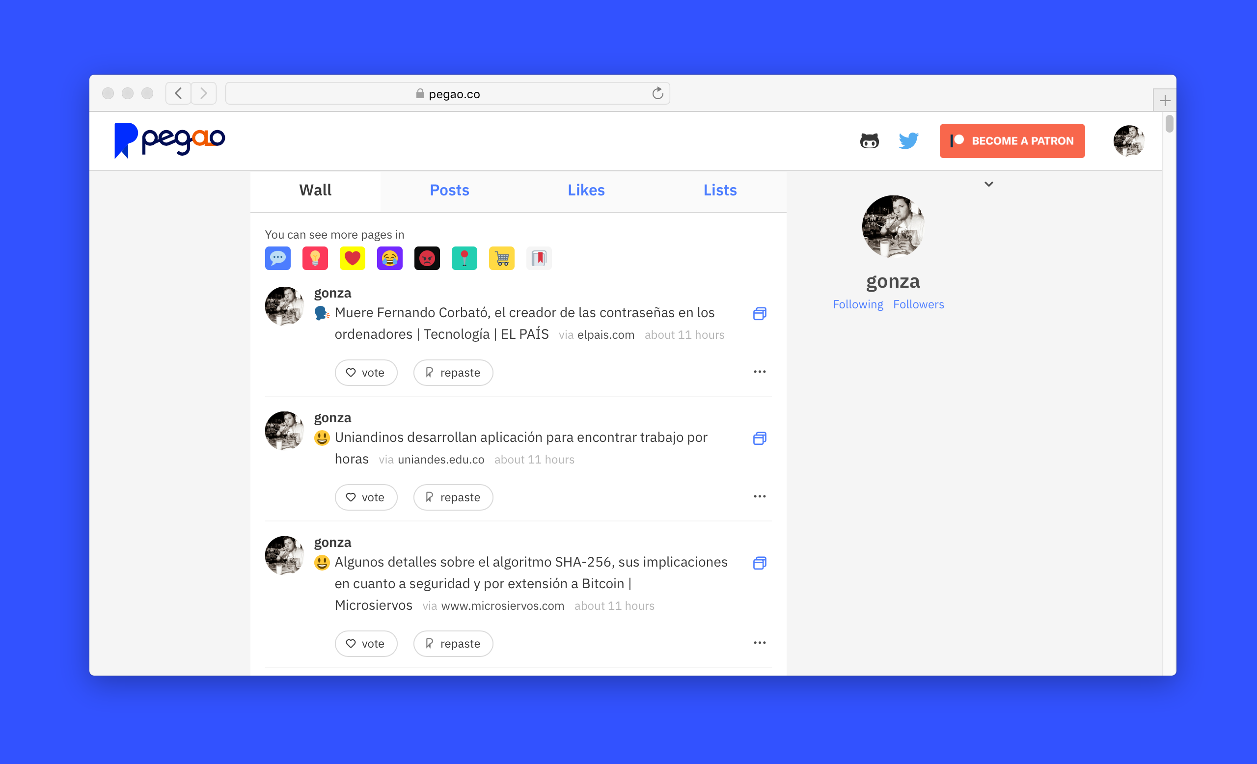 Pegao | Save your links into lists gallery image