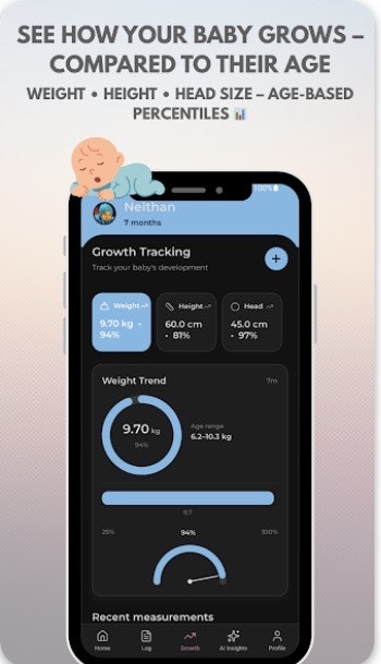 Baby Growth Tracker - Baby App - Screenshot 3 showing product features and functionality