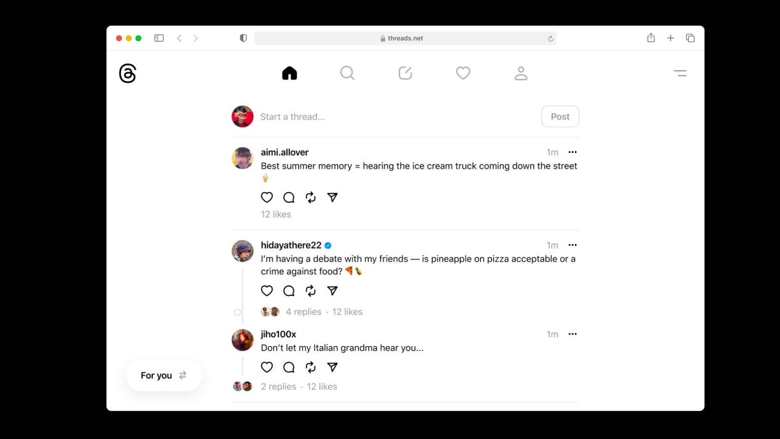 Threads on Web media 2