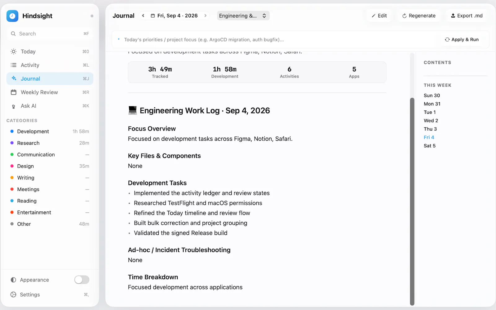 Hindsight: Work Timeline screenshot 4