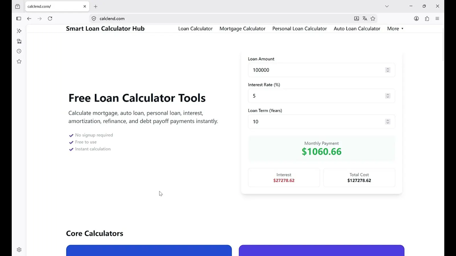 Calclend screenshot 1 (video preview)