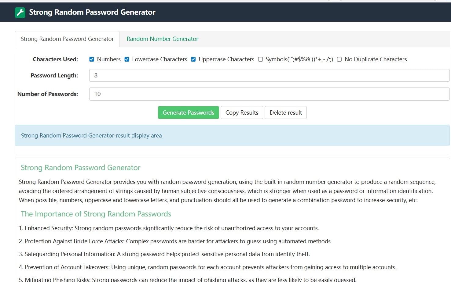 Strong Random Password Generator