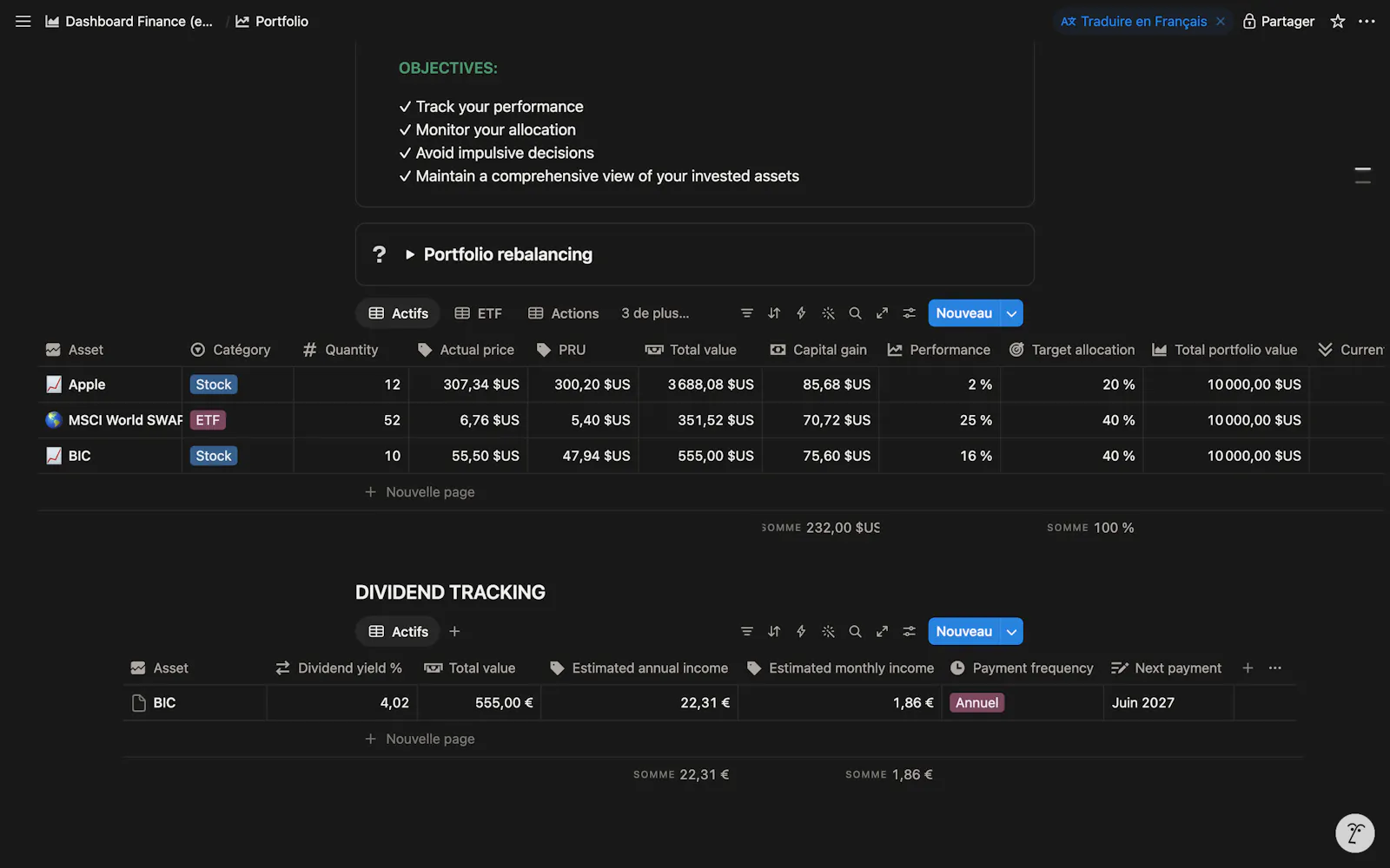 Investment Dashboard: Notion Template screenshot 8