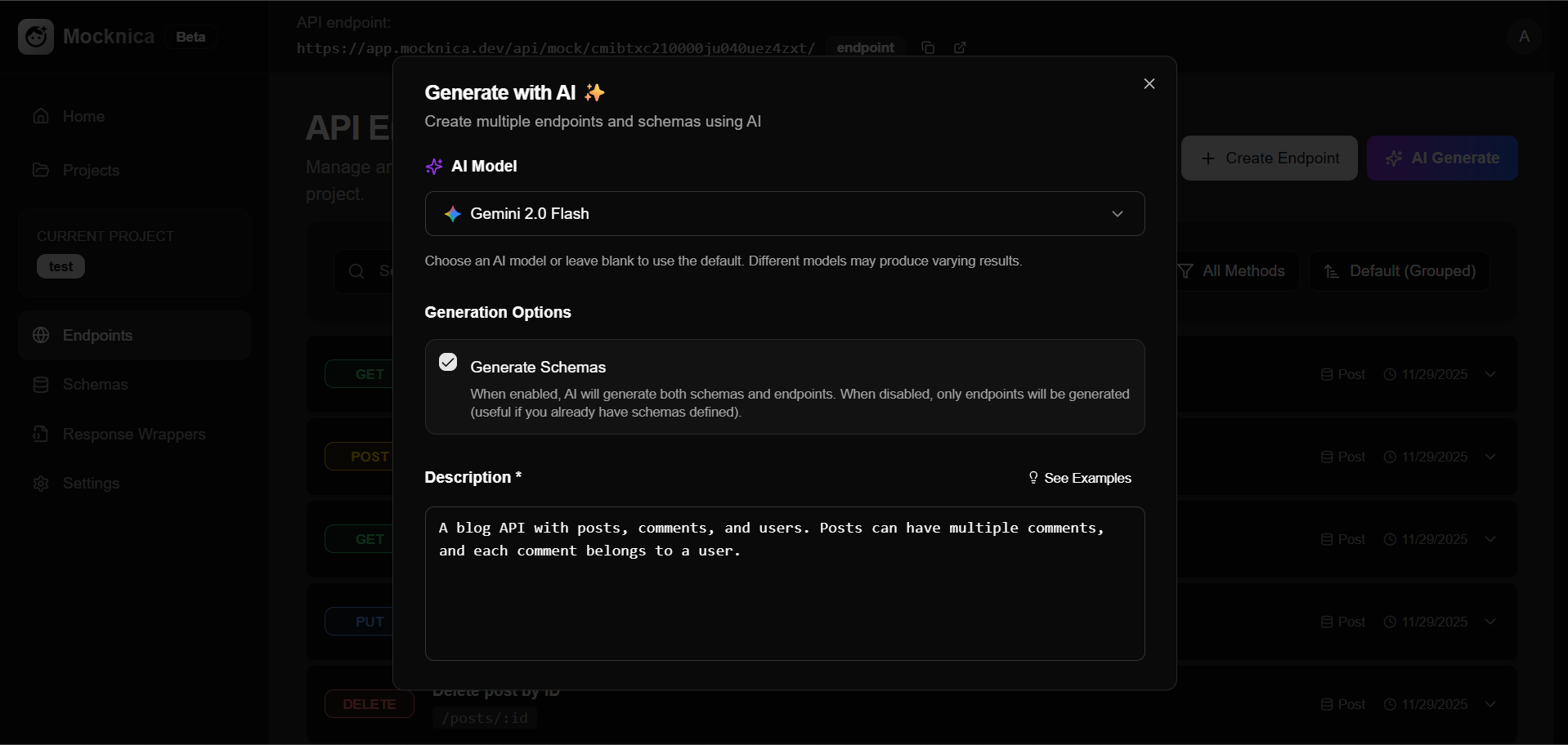 Mocknica - AI-Powered Mock API Server gallery image