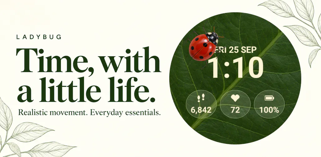Ladybug Animated Wear OS Watch Face gallery image